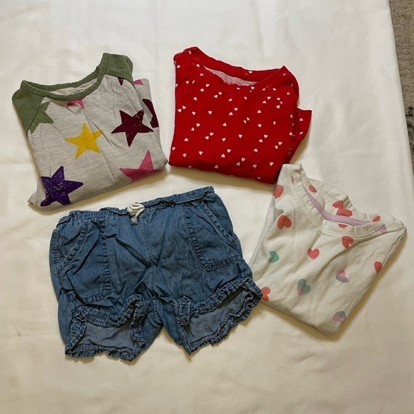Girls Cat & Jack/Garanimals/Carters size 3T bundle of four shirts and shorts - Picture 1 of 10